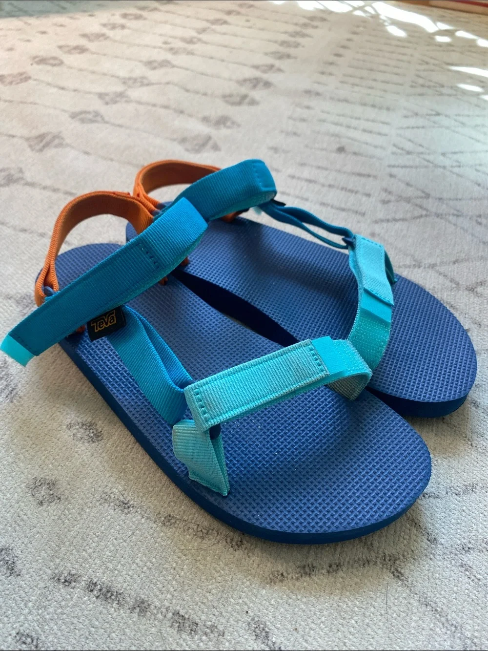 Teva Kids Navy and Turquoise Sandals with Orange Accents
